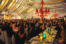 Painted Backdrop and Ceiling Ribbons